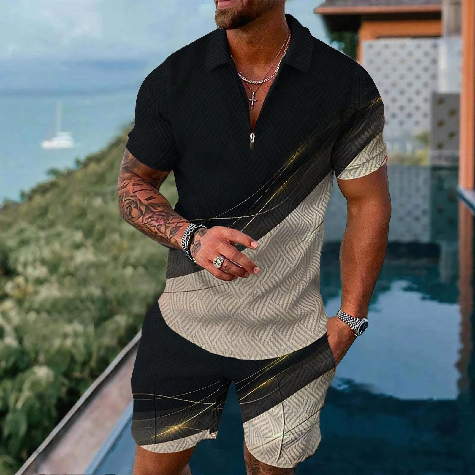 Street Fashion Outfit For Men - Men's Polo Shirts Short Sleeve Sets