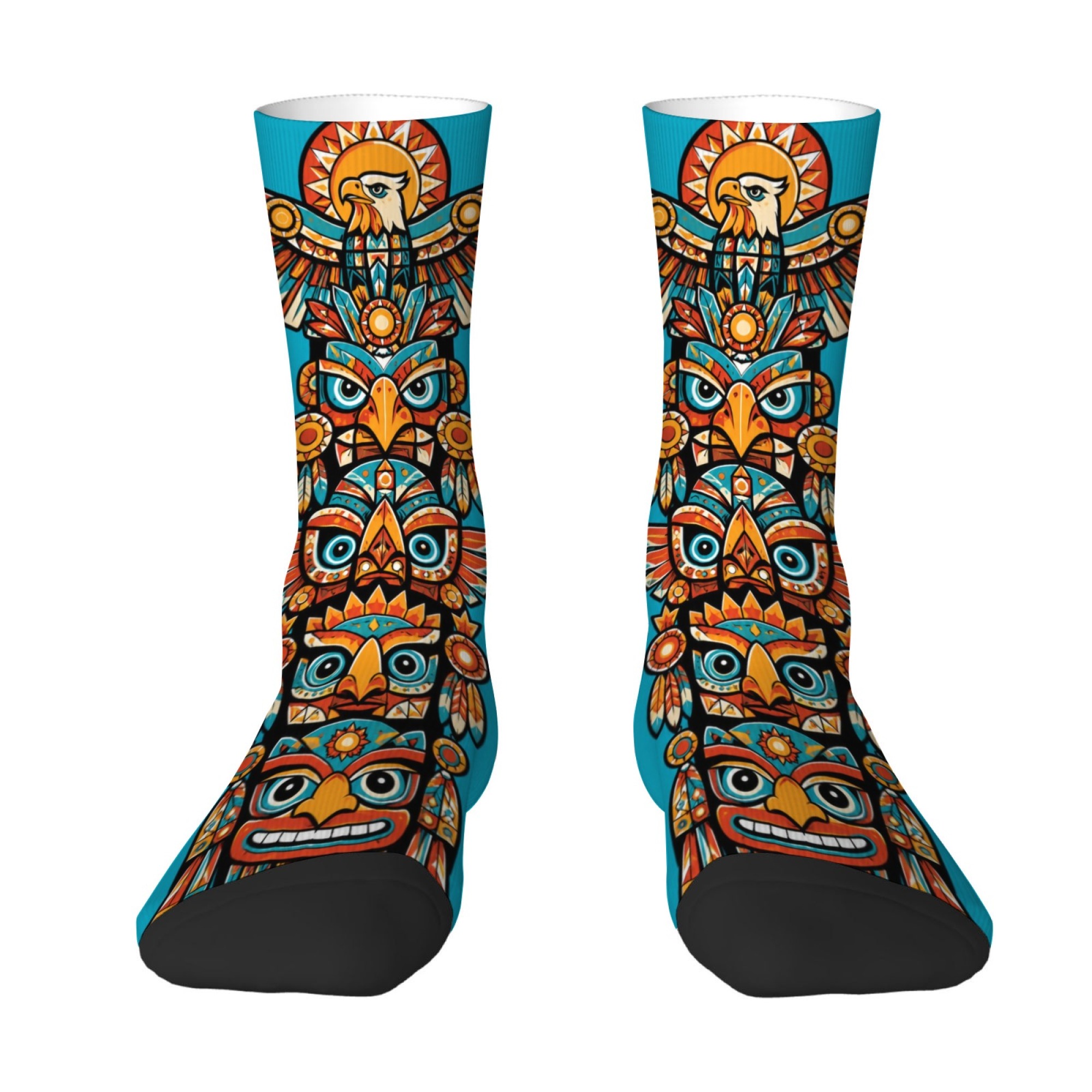 Quirky Street Fashion - Fun Ethnic-style Totem Print Men's Socks