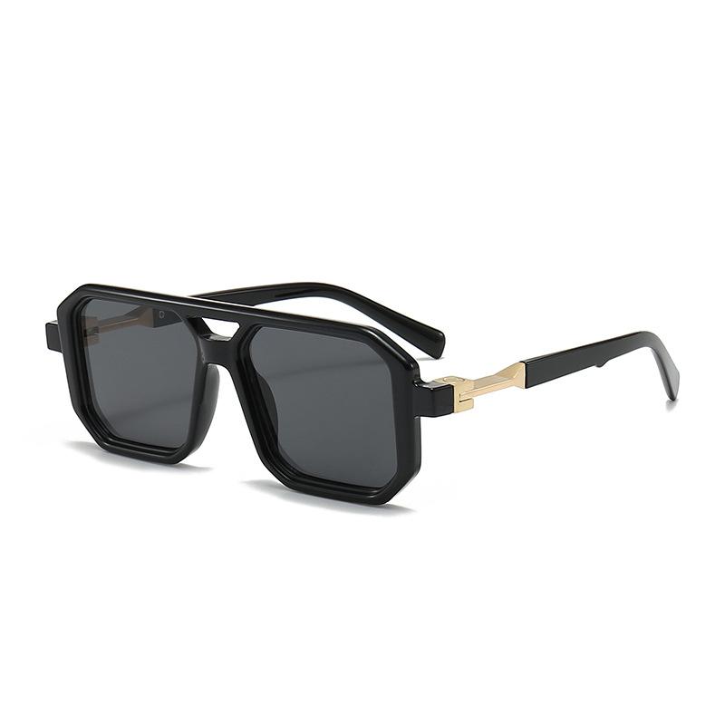 Street Fashion Glasses - Black Retro Box Sunglasses, Unisex Double