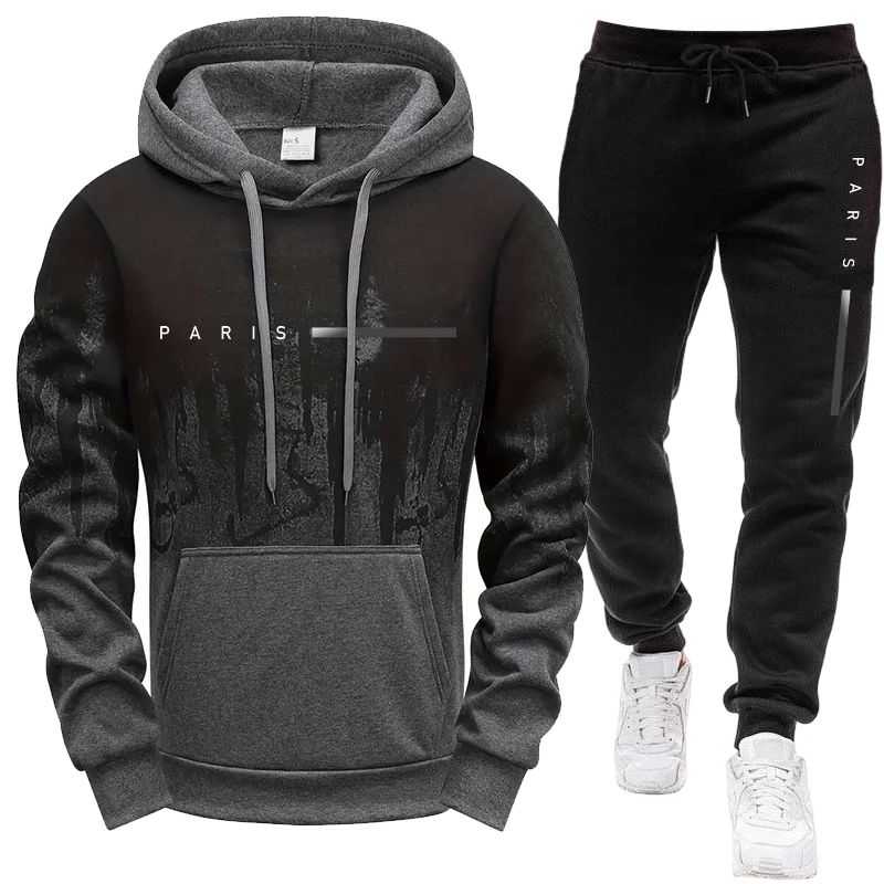 Street Fashion In Paris - Men's Set/Hoodie/Pants Paris New in Casual