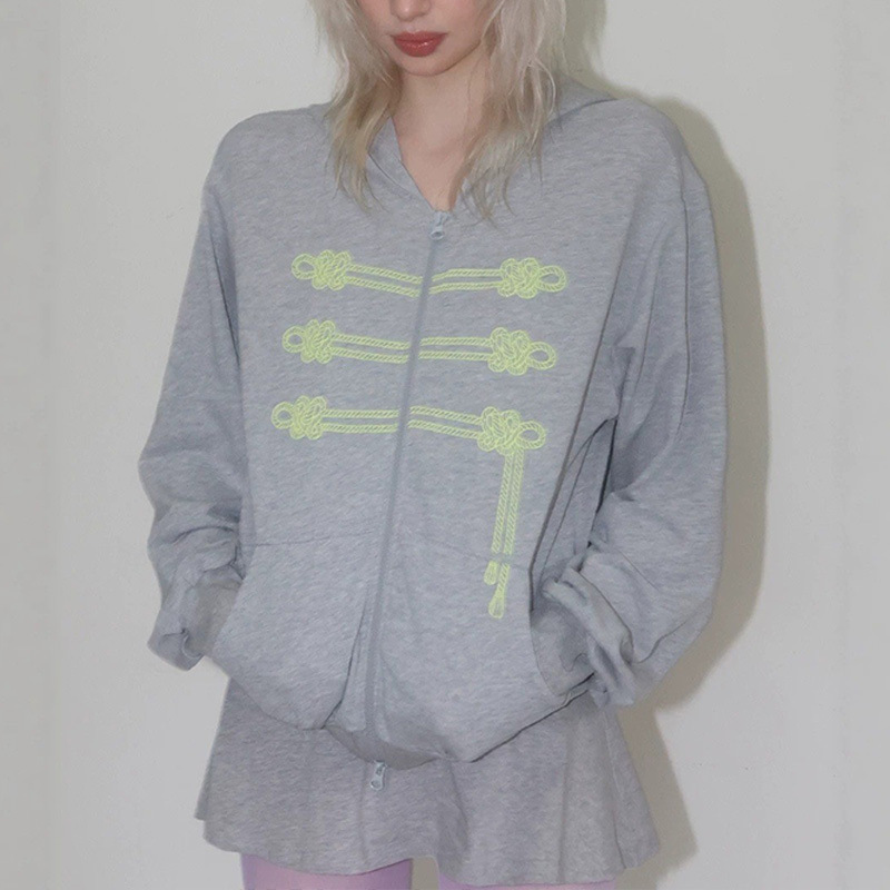 Street Fashion Zip Up Hoodie - American trendy fashion loose casual comfortable