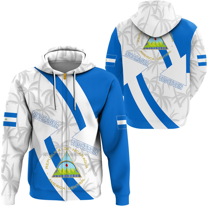 Vintage NI Nicaragua Flag Stre - Street Fashion Zip Up Hoodie 评论和价格