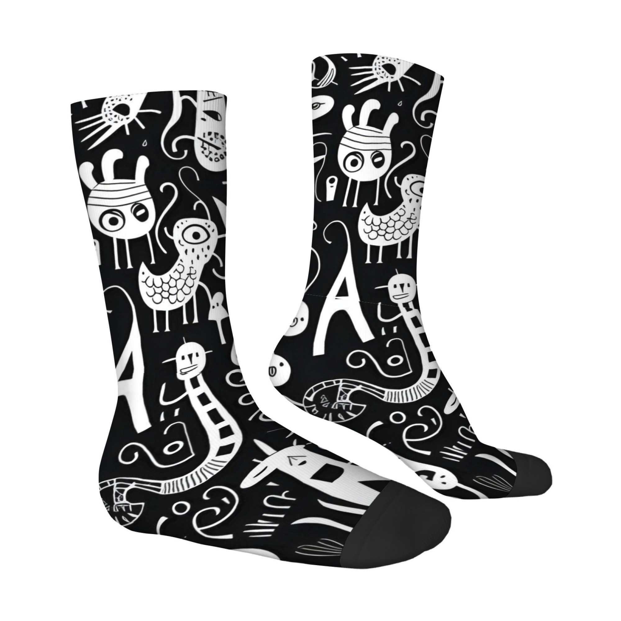 Black White Graffiti Quirky Pr - Quirky Street Fashion 评论和价格
