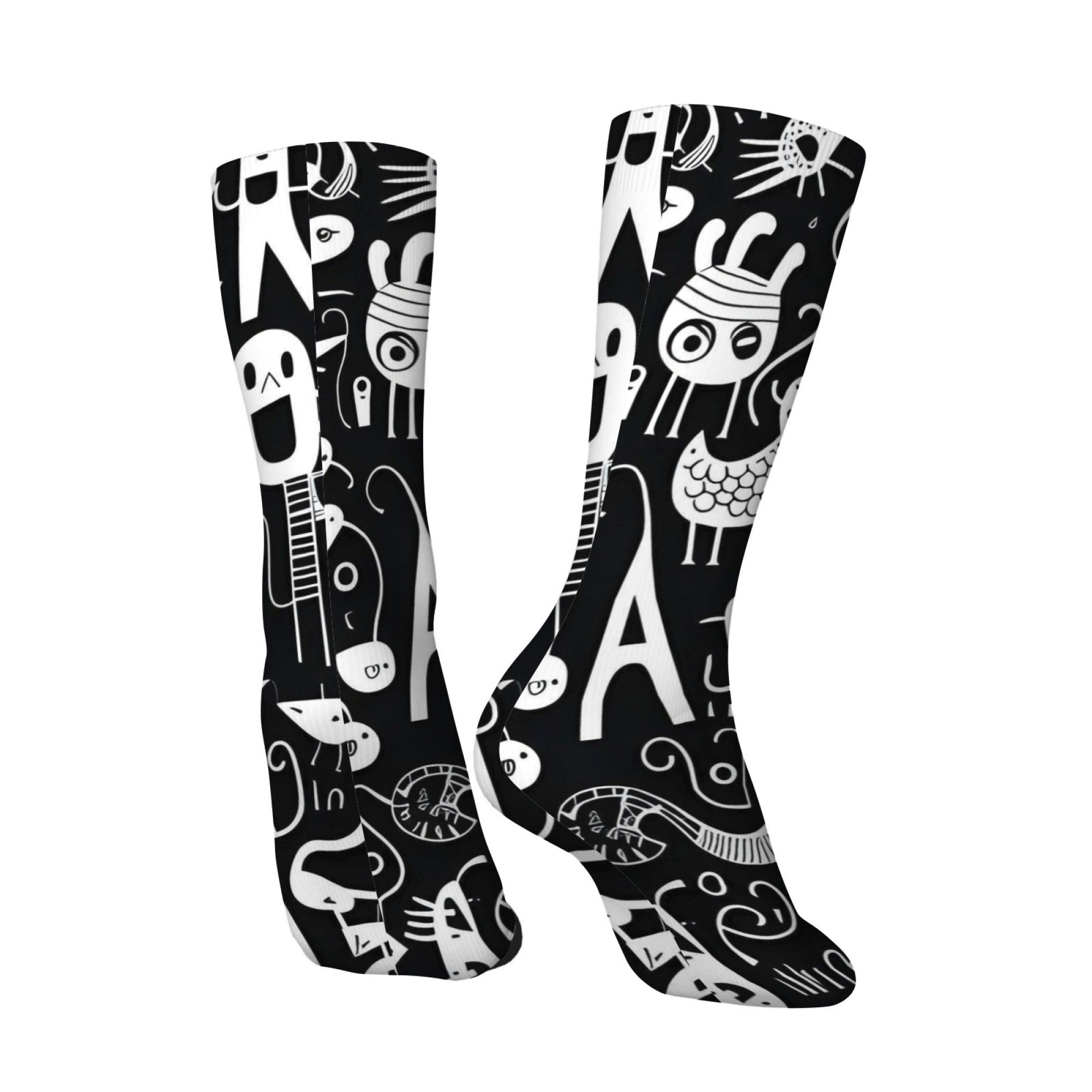Black White Graffiti Quirky Pr - Quirky Street Fashion 评论和价格