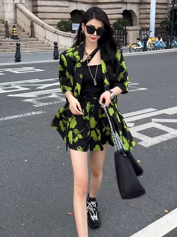 Fashionable Print Suit Set Wom - Street Fashion Online 评论和价格