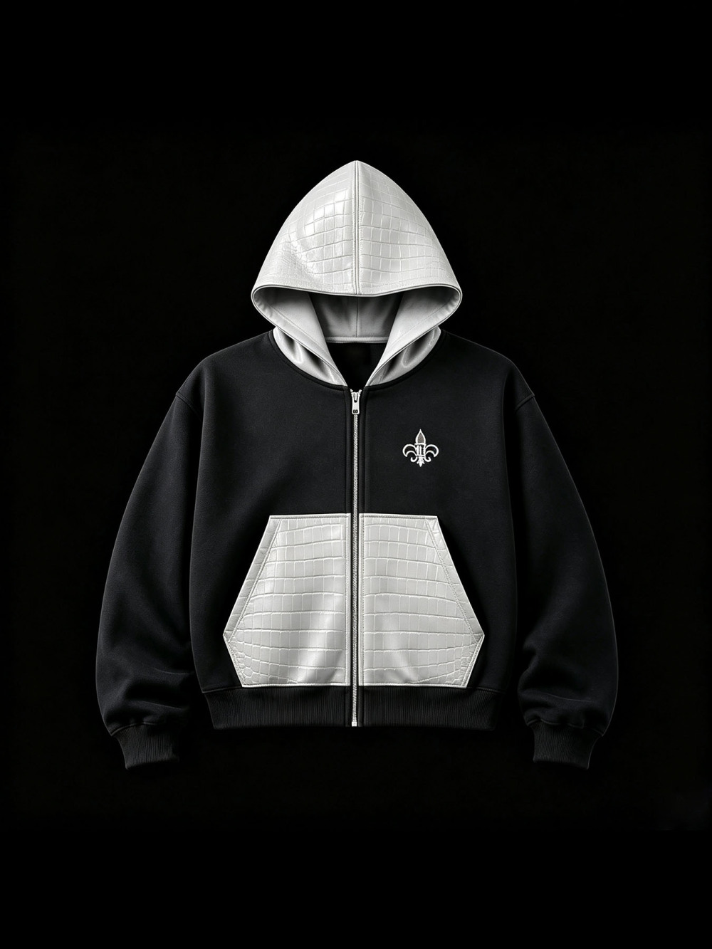 Unisex Crocodile Leather Stitc - Street Fashion Zip Up Hoodie 评论和价格