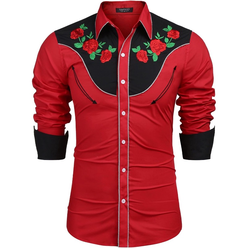 Men's Western Cowboy Shirt Lon - Street Fashion Dance 评论和价格