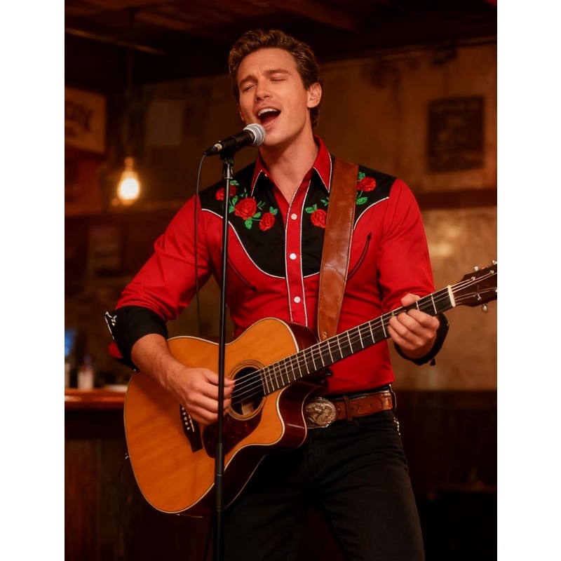 Men's Western Cowboy Shirt Lon - Street Fashion Dance 评论和价格