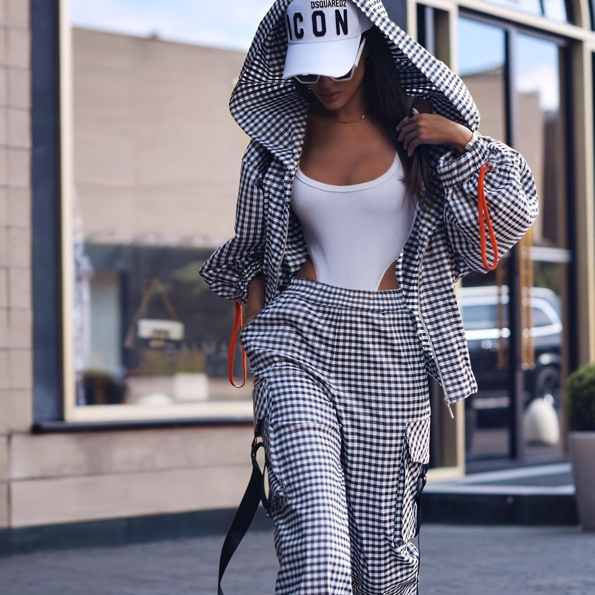 Spring Autumn Casual Plaid Pri - Street Fashion Zip Up Hoodie 评论和价格