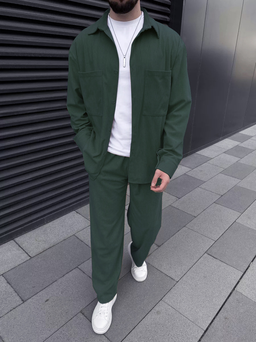 Men's Corduroy Two-Piece Outfi - Street Fashion Outfit For Men 评论和价格