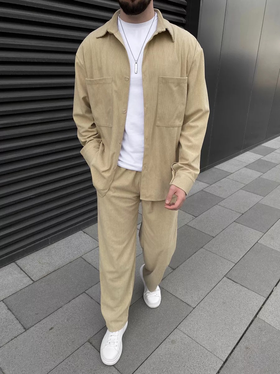 Men's Corduroy Two-Piece Outfi - Street Fashion Outfit For Men 评论和价格