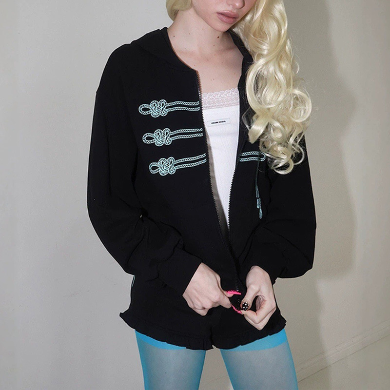 American trendy fashion loose  - Street Fashion Zip Up Hoodie 评论和价格