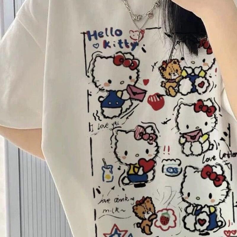 Short-Sleeved Summer Hello Kit - Street Fashion Women 评论和价格